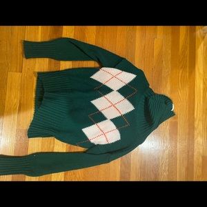 Tommy Hilfiger pink and green argyle sweater